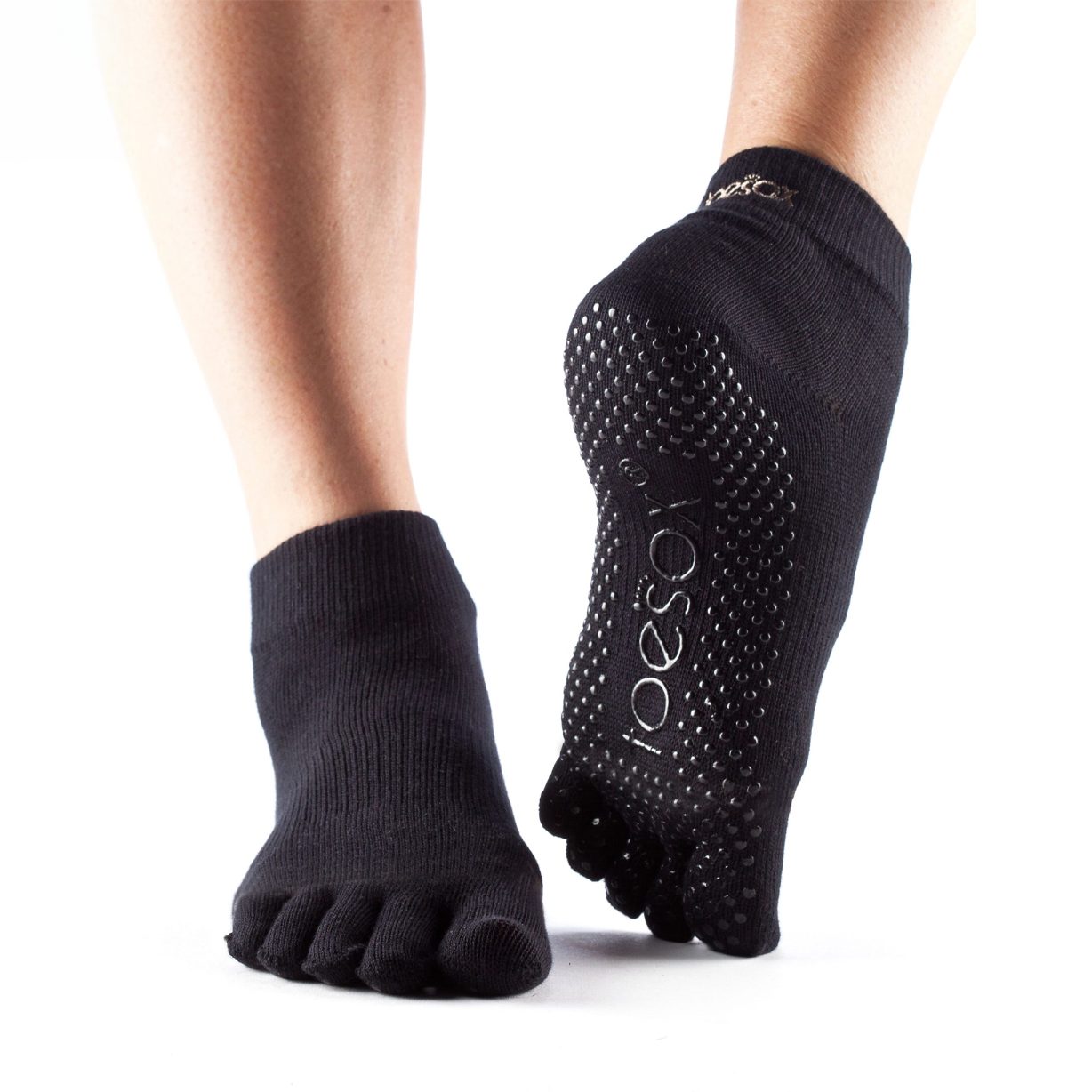 Noir | Thick Non-Slip Socks | Black | ToeSox - Image 2